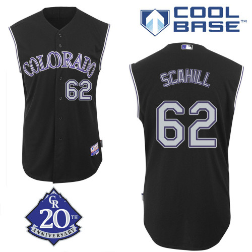 Rob Scahill #62 MLB Jersey-Colorado Rockies Men's Authentic Alternate 2 Black Baseball Jersey